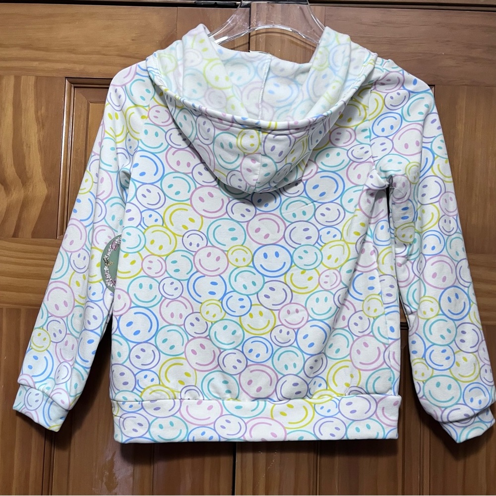 Emma & Elsa Pastel Smiley Face Hoodie Size 10/12 NWT - Picture 4 of 5